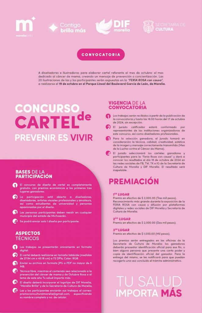 DIF Morelia y Secretaría de Cultura invitan al concurso de cartel 'Prevenir es vivir' 1 DIF Secul