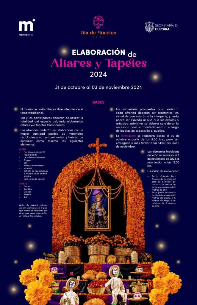 Ya abierta, convocatoria para elaboración de altares y tapetes: SeCultura Morelia 1 img 20241018 wa00831691094721503760719