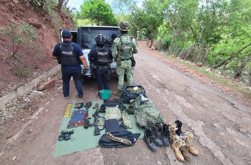  En acción interinstitucional realizada en Tuzantla, asegura BOI vehículo con narcótico, armas y equipo táctico