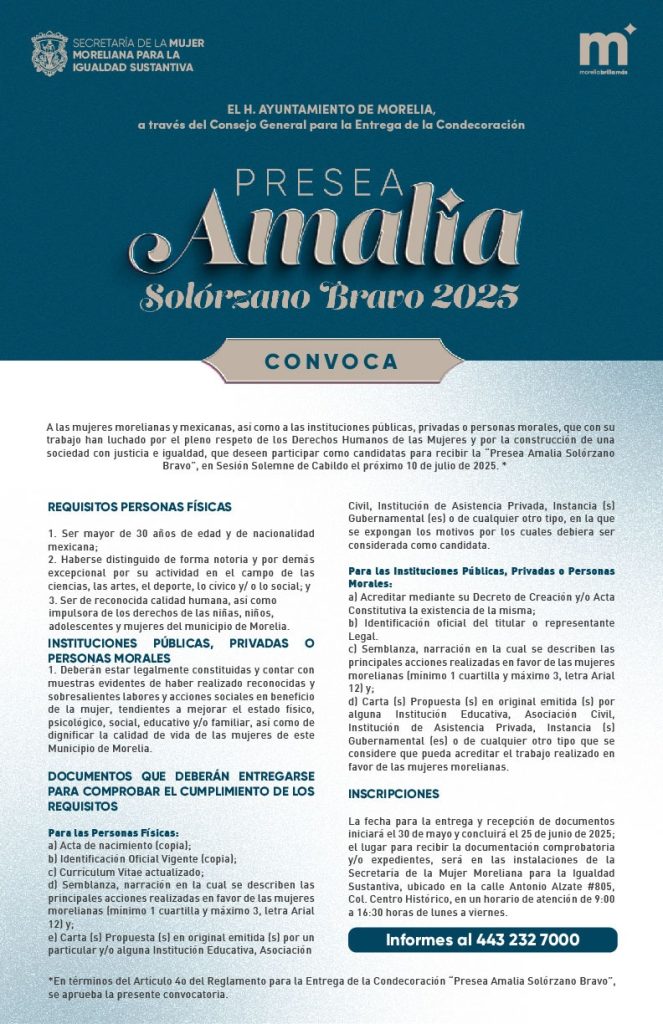 Gobierno de Morelia invita a postulaciones a Presea ‘Amalia Solórzano Bravo’ 4 GobMorPresAmalia5