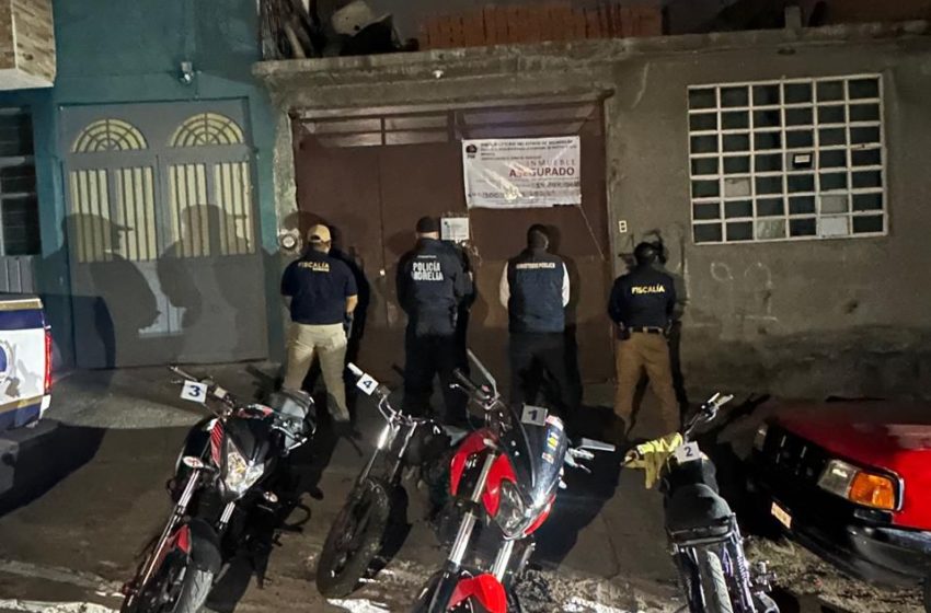 Asegura FGE cuatro motocicletas con reporte de robo durante cateo realizado en Morelia