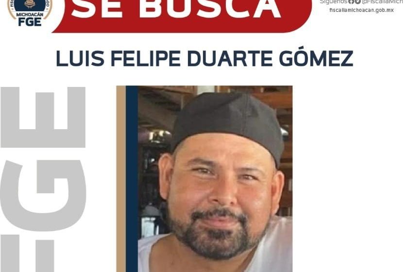  Emite FGE cédula de recompensa para la detención de Luis Felipe Duarte Gómez, por su posible participación en el delito de secuestro agravado
