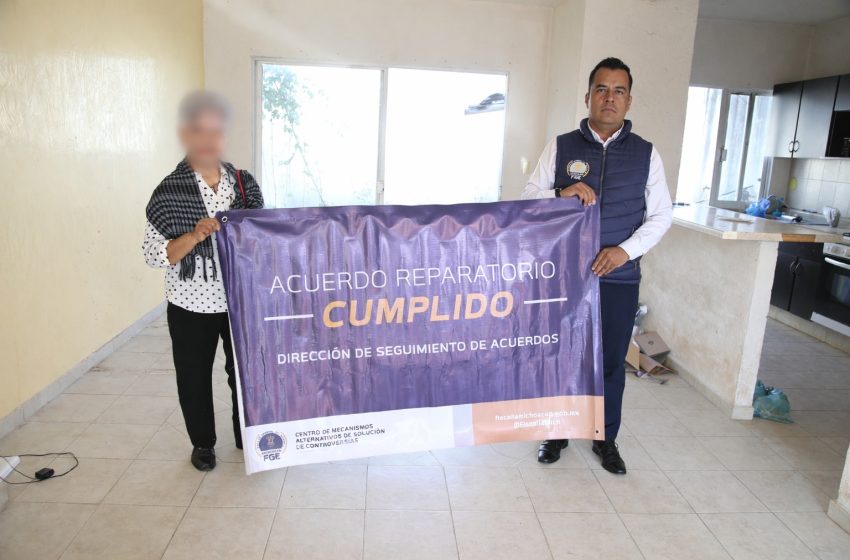  Con acuerdo reparatorio, logra FGE restitución de inmueble a una mujer en Morelia