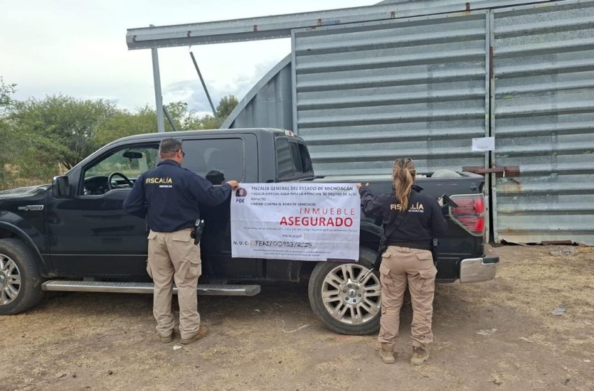  Ejecuta FGE cateo en inmueble ubicado sobre la carretera Morelia–Copándaro; asegura vehículo con reporte de robo