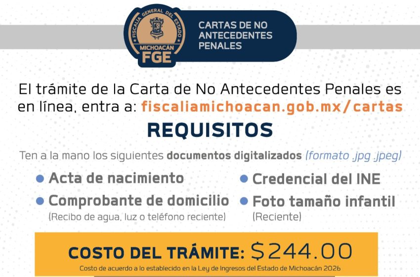  Fiscalía de Michoacán fortalece la certeza jurídica con más de 39 mil Cartas de No Antecedentes Penales en 2025, en beneficio de la ciudadanía