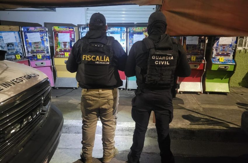  Ejecuta FGE 15 cateos en Uruapan; aseguran 58 máquinas tragamonedas vinculadas a posibles actividades ilícitas
