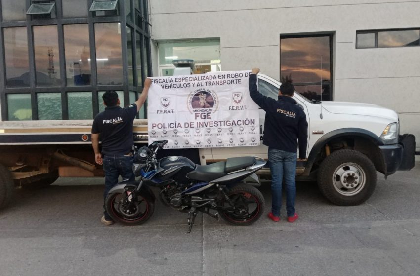  Asegura FGE motocicleta alterada y recupera vehículo con reporte de robo